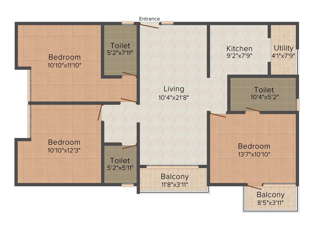KSR Cordelia (3BHK+3T (1,367 sq ft) 1367 sq ft)