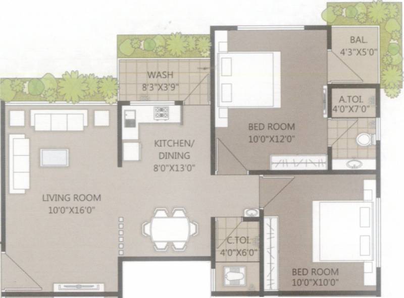 Dharm Icon Heights (2BHK+2T (1,124 sq ft) 1124 sq ft)