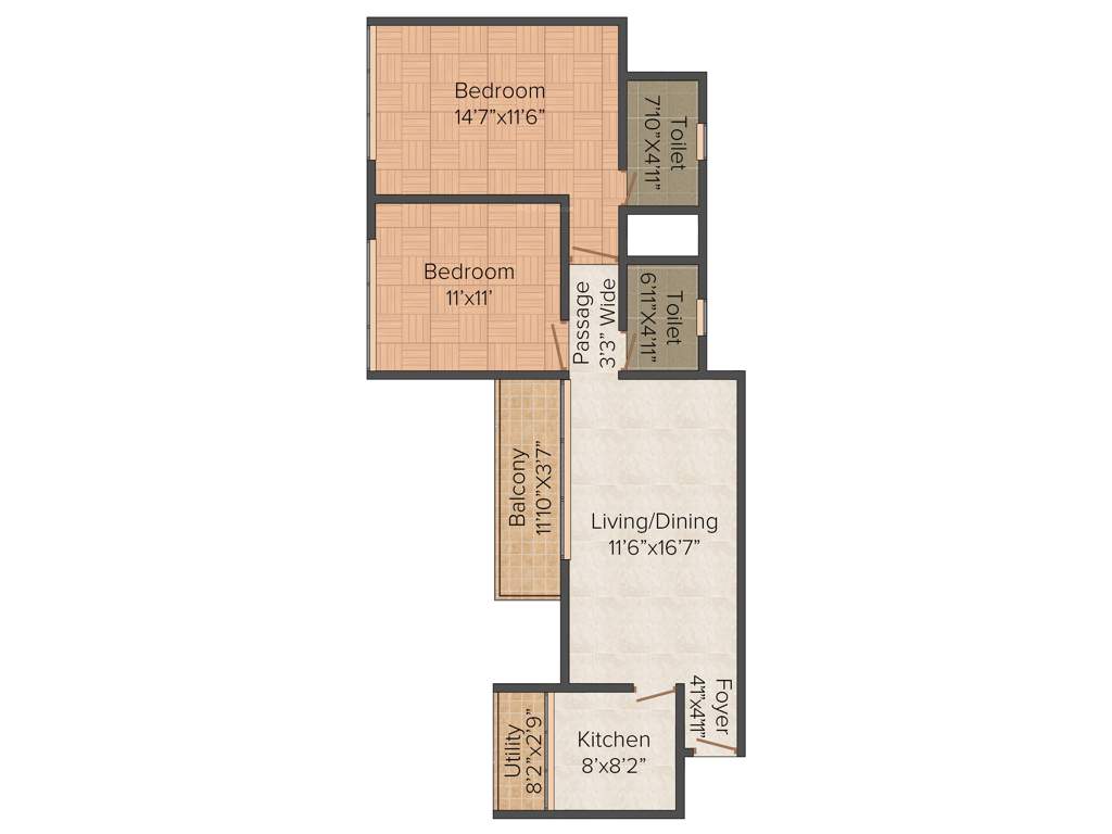 Unishire The Weave (2BHK+2T (1,087 sq ft) 1087 sq ft)