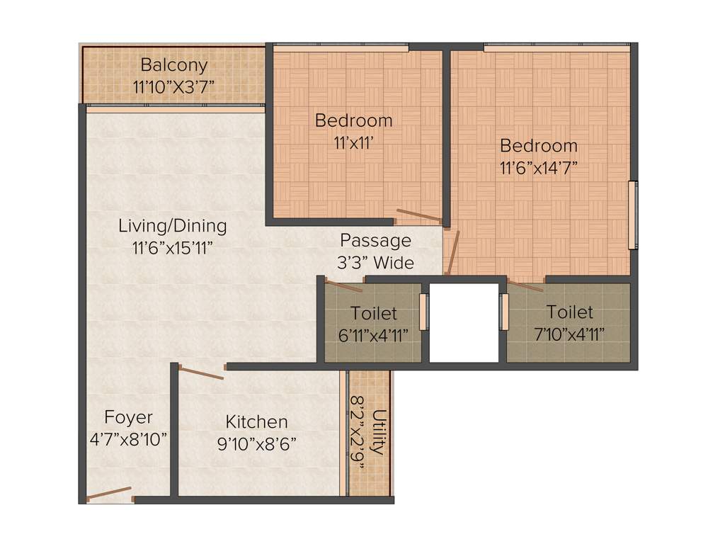 Unishire The Weave (2BHK+2T (1,137 sq ft) 1137 sq ft)