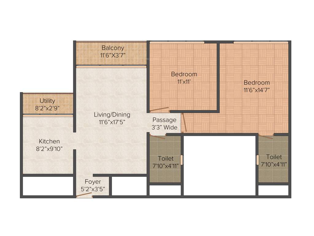 Unishire The Weave (2BHK+2T (1,135 sq ft) 1135 sq ft)