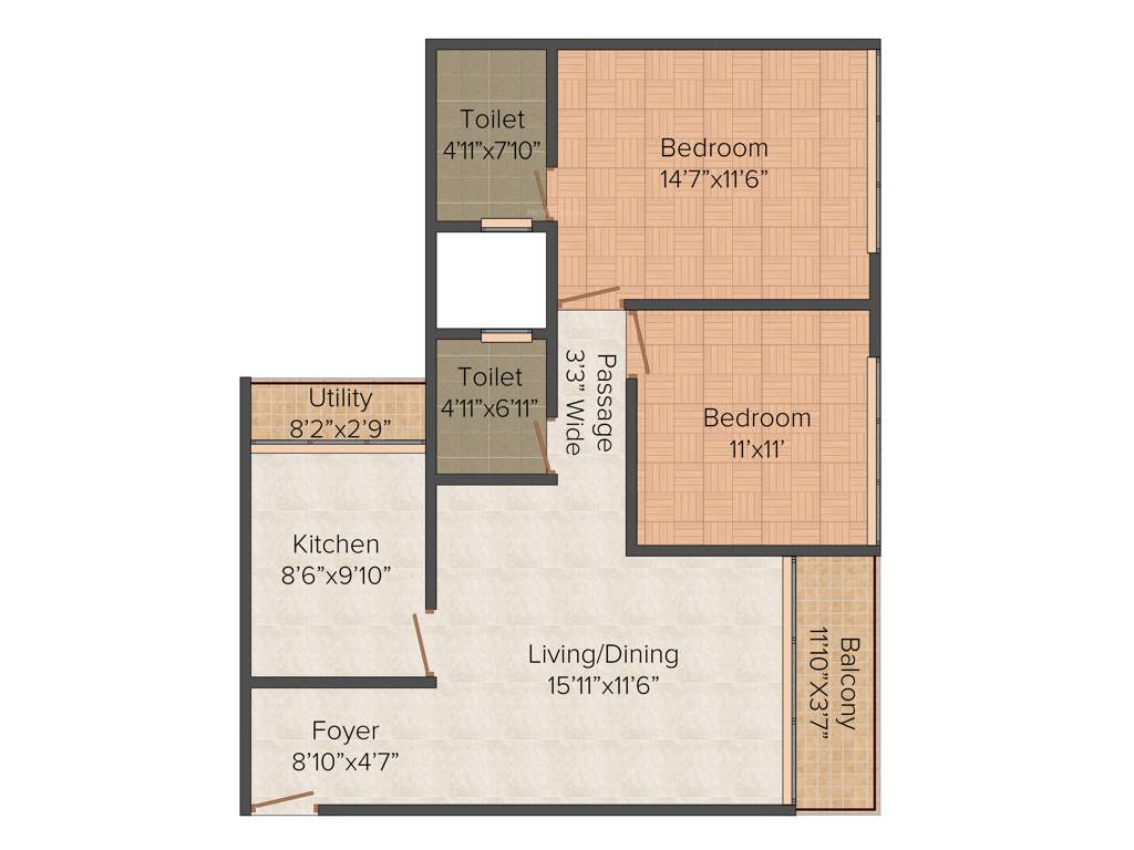 Unishire The Weave (2BHK+2T (1,131 sq ft) 1131 sq ft)