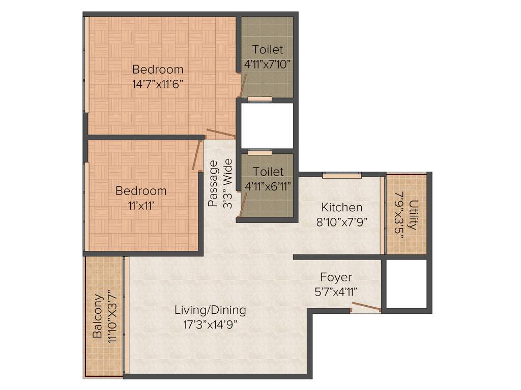 Unishire The Weave (2BHK+2T (1,129 sq ft) 1129 sq ft)