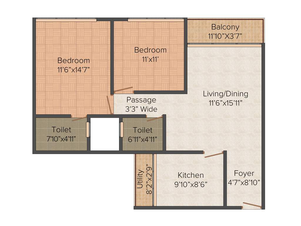 Unishire The Weave (2BHK+2T (1,138 sq ft) 1138 sq ft)