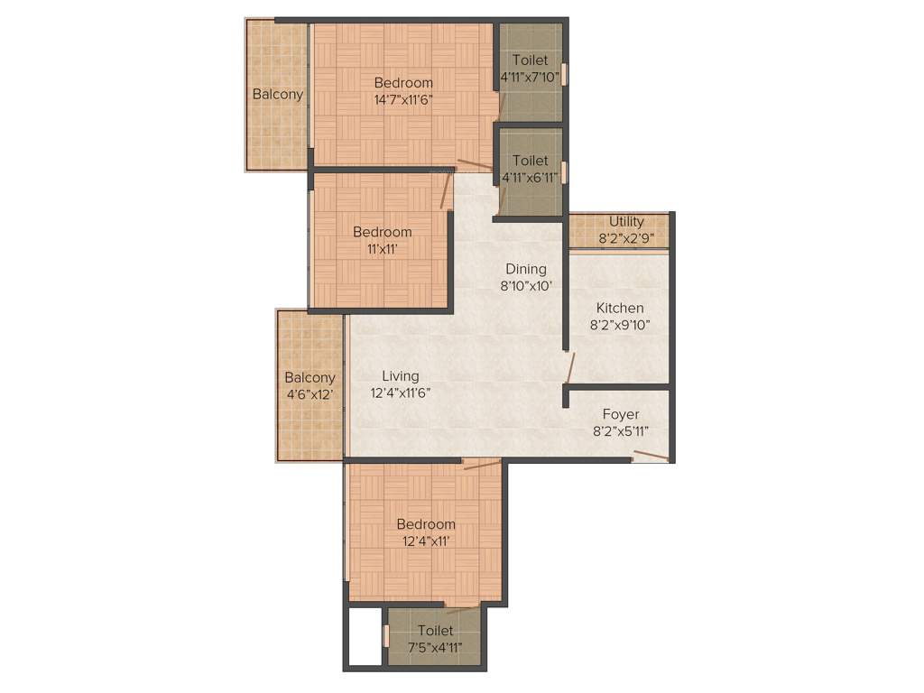 Unishire The Weave (3BHK+3T (1,537 sq ft) 1537 sq ft)