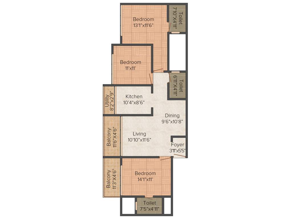 Unishire The Weave (3BHK+3T (1,569 sq ft) 1569 sq ft)