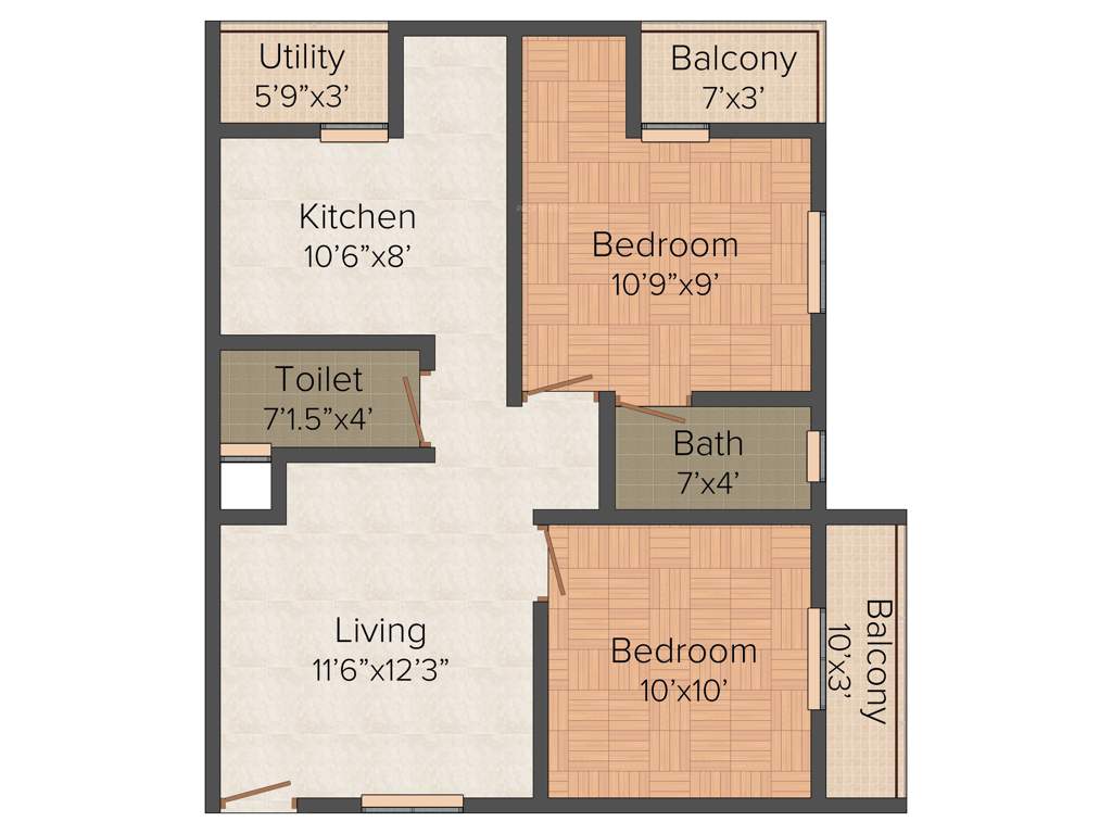 Stone Pearl Castle (2BHK+2T (874 sq ft) 874 sq ft)