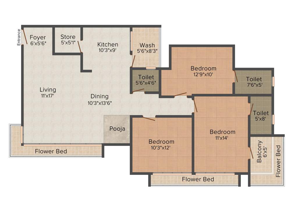 Sumerru Golden Leaf (3BHK+3T (2,056 sq ft) Pooja Room 2056 sq ft)