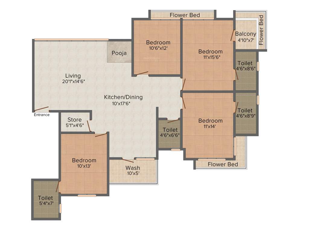 Sumerru Golden Leaf (4BHK+4T (2,456 sq ft) Pooja Room 2456 sq ft)