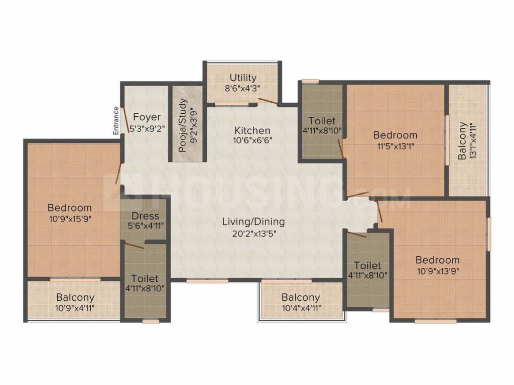 Hiren High Cliff (3BHK+3T (1,795 sq ft)   Study Room 1795 sq ft)