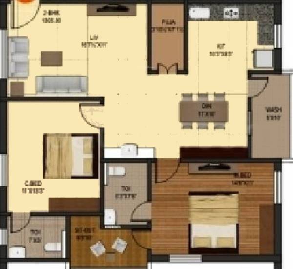 Bhandari Meadow Land (2BHK+2T (1,220 sq ft) + Pooja Room 1220 sq ft)