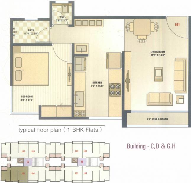 S2N Orchid Blossom (1BHK+1T (741 sq ft) 741 sq ft)