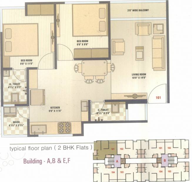 S2N Orchid Blossom (2BHK+2T (1,035 sq ft) 1035 sq ft)