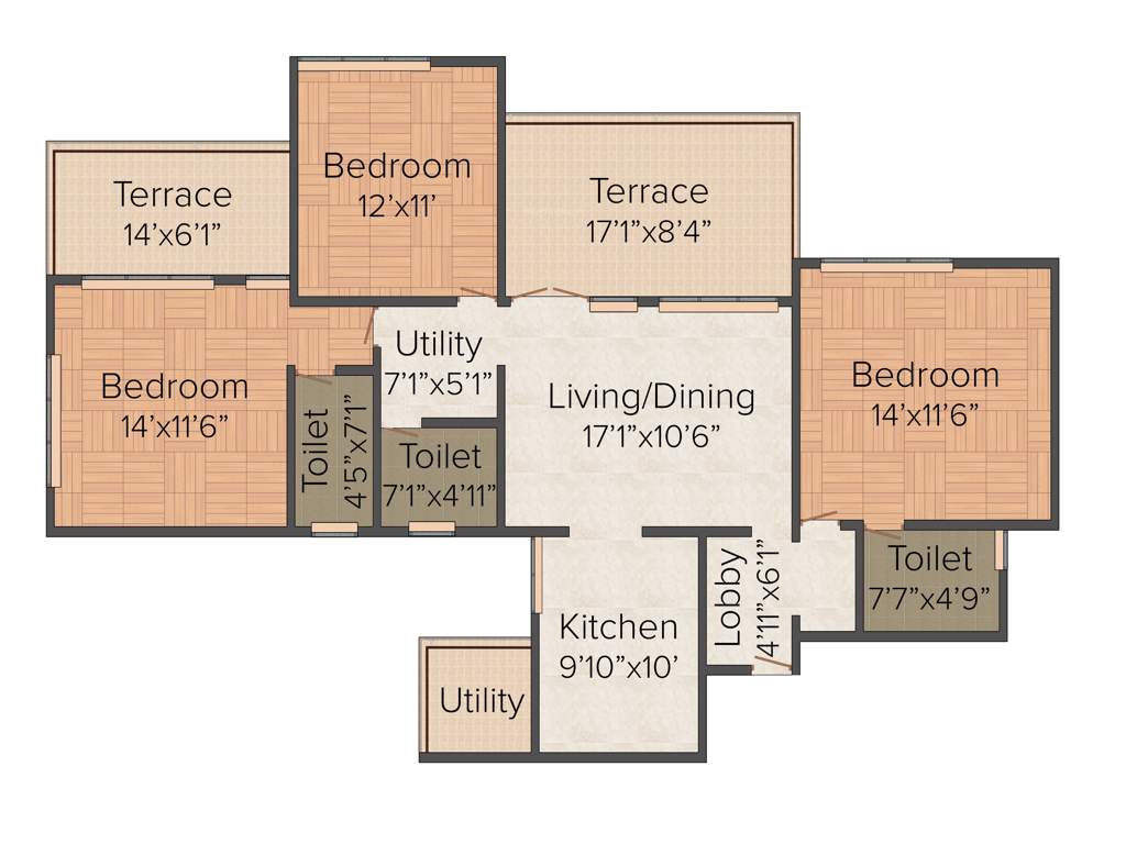 SKD Shiv Samruddhi (2BHK+2T (1,539 sq ft) 1539 sq ft)