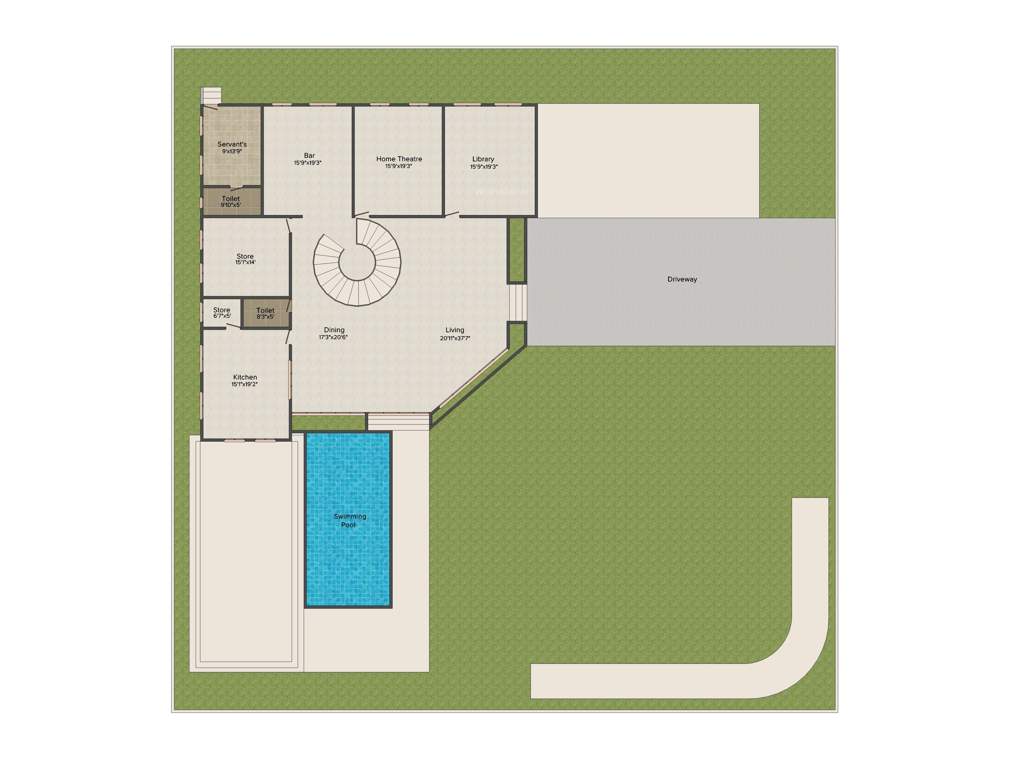 JJ Group Rajvatika 5BHK+7T (6,615 sq ft) + Study Room