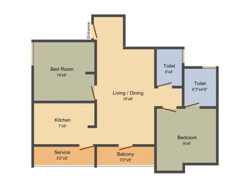 GP Blue Bell (2BHK+2T (743 sq ft) 743 sq ft)