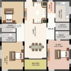 GK Pride (3BHK+3T (1,685 sq ft)   Pooja Room 1685 sq ft)