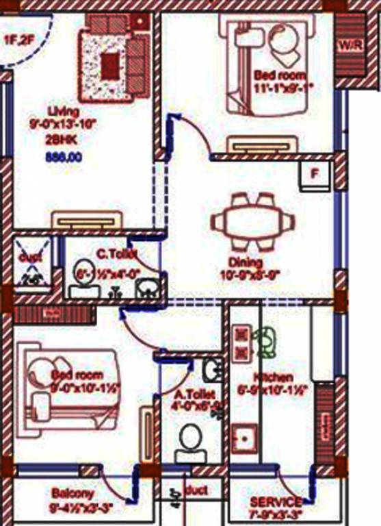 GP Blue Bell (2BHK+2T (888 sq ft) 888 sq ft) GP Blue Bell (2BHK+2T (888 sq ft) 888 sq ft)