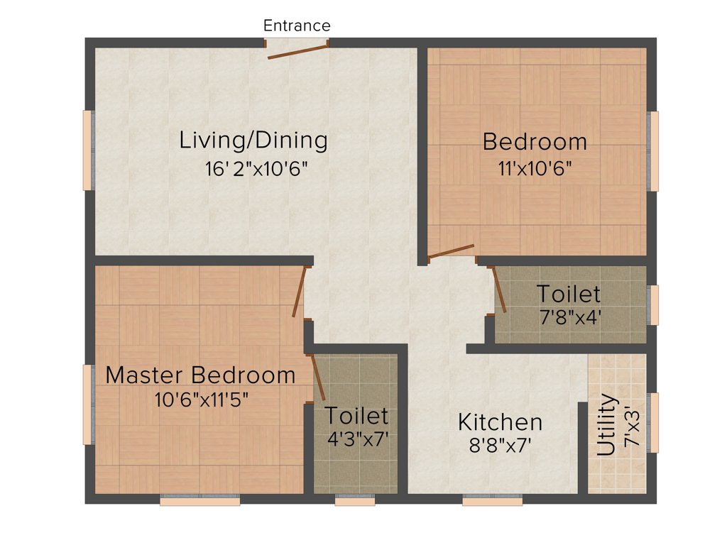 Kaniska Elegant (2BHK+2T (827 sq ft) 827 sq ft)