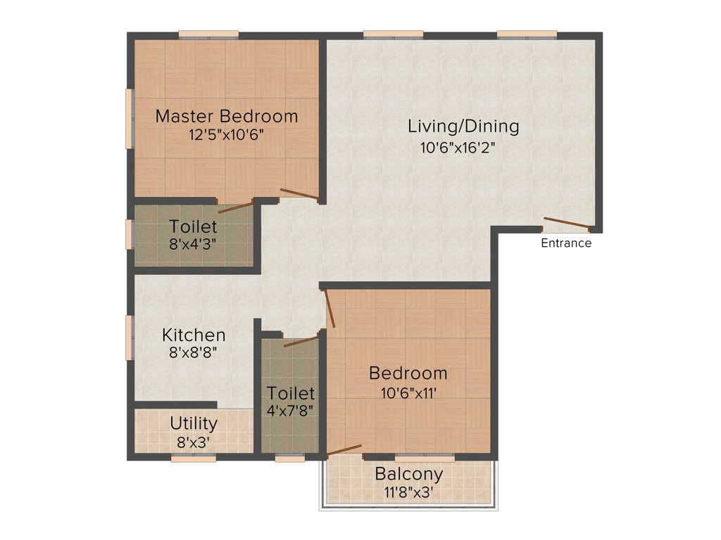 Kaniska Elegant (2BHK+2T (1,017 sq ft) 1017 sq ft)