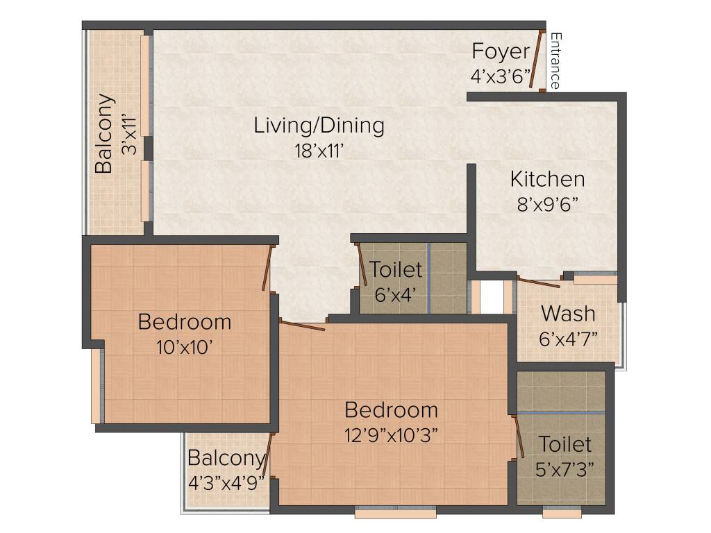Om Stonegate (2BHK+2T (1,110 sq ft) 1110 sq ft)