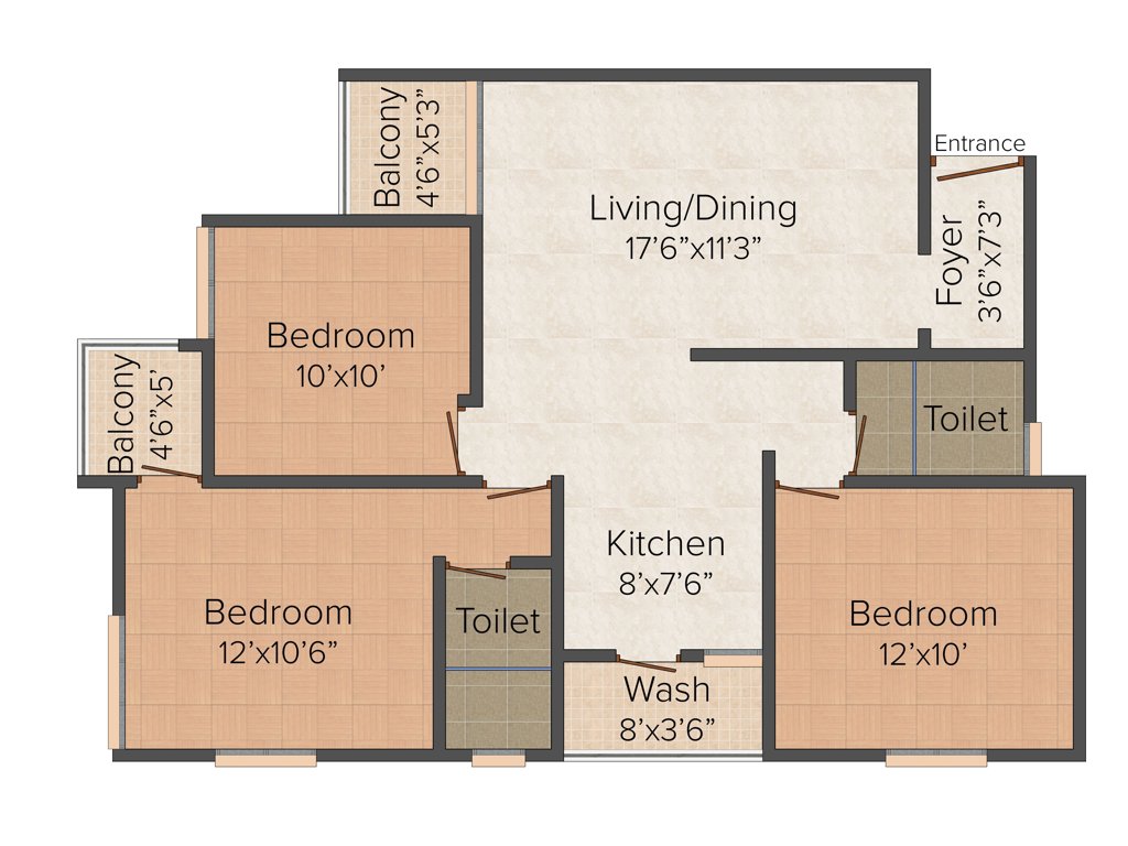 Om Stonegate (3BHK+2T (1,400 sq ft) 1400 sq ft)