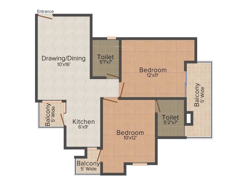 Park Park City (2BHK+2T (1,075 sq ft) 1075 sq ft)