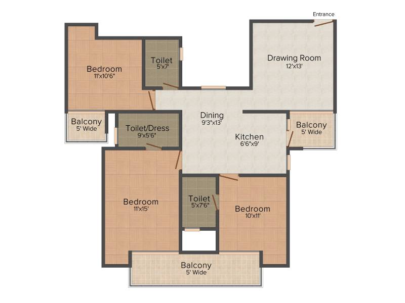 Park Park City (3BHK+3T (1,585 sq ft) 1585 sq ft)