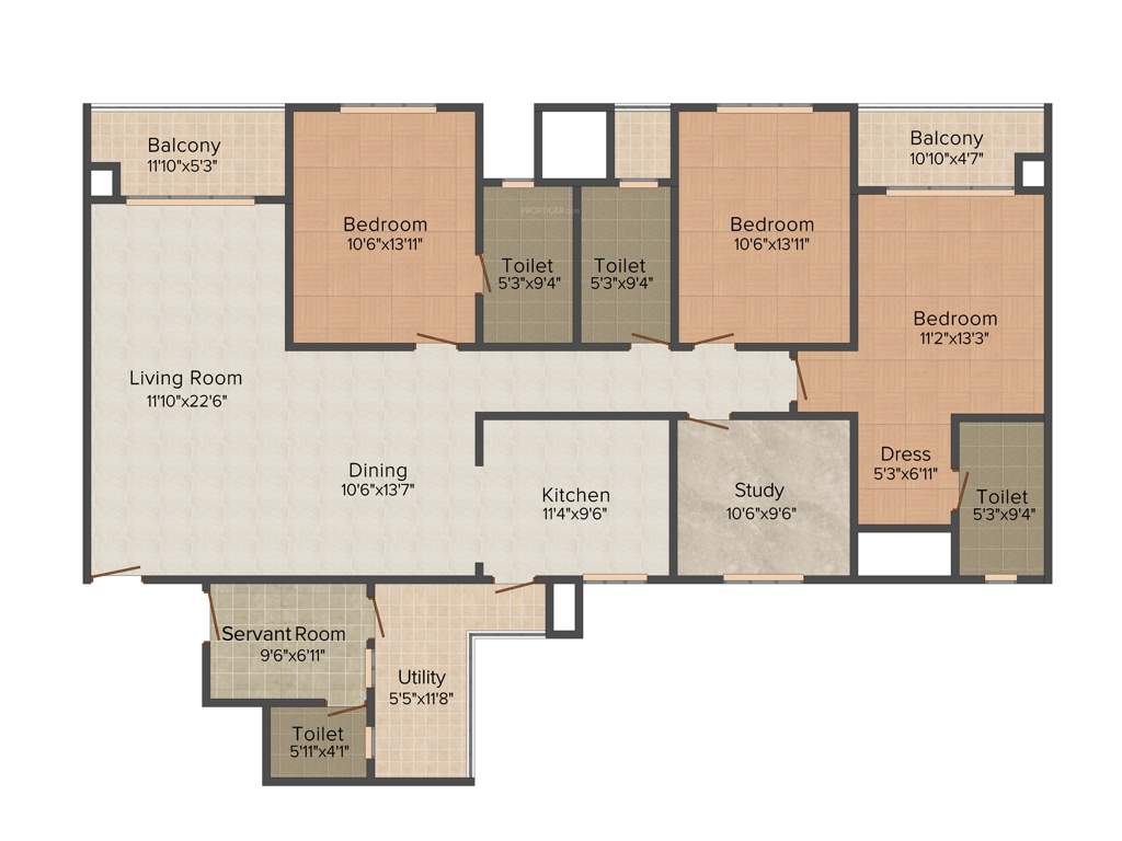 Sobha Forest View (3BHK+3T (1,525 sq ft) 1525 sq ft)