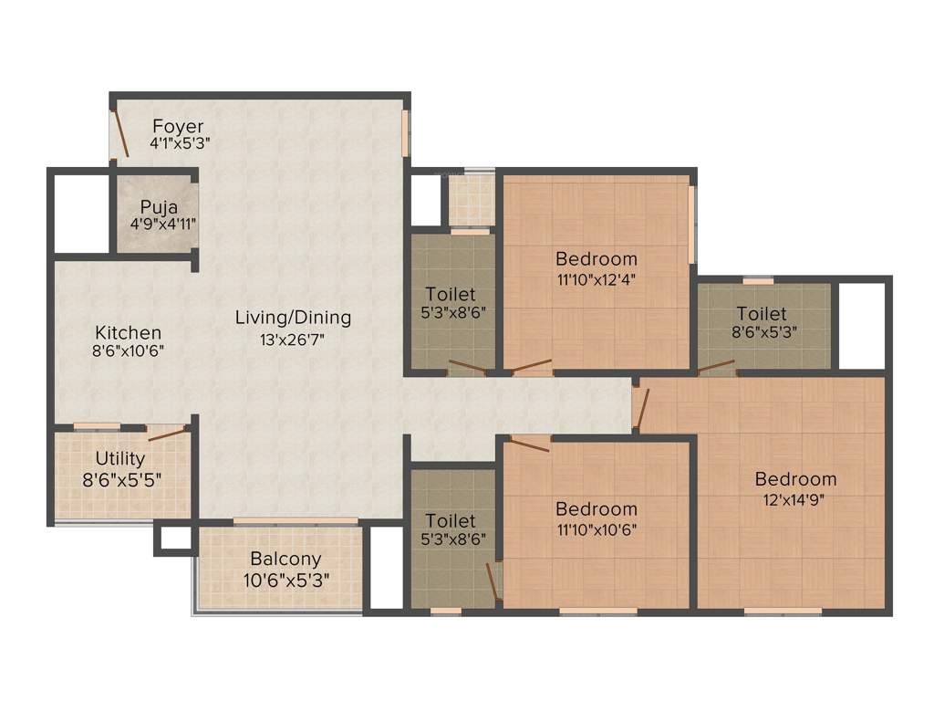 Sobha Forest View (3BHK+3T (1,715 sq ft) 1715 sq ft)