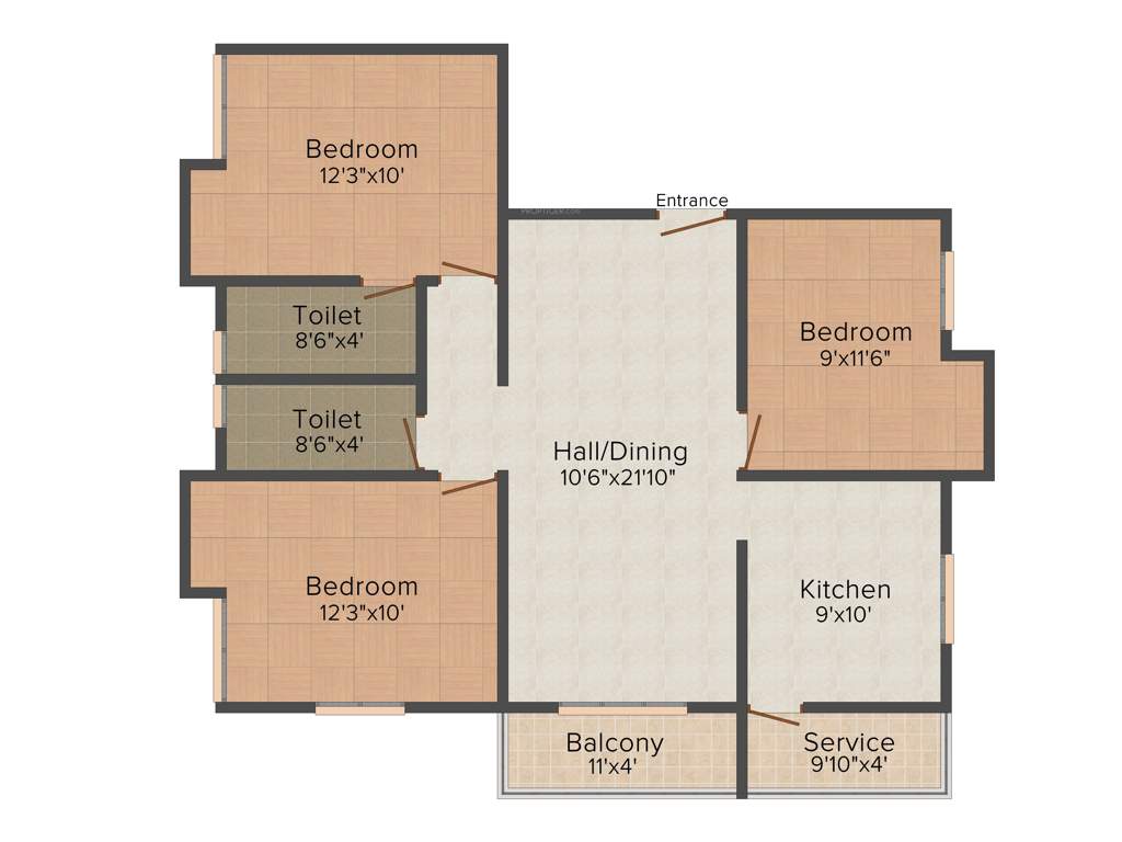 Nu Sri Krishna (3BHK+2T (1,159 sq ft) 1159 sq ft)