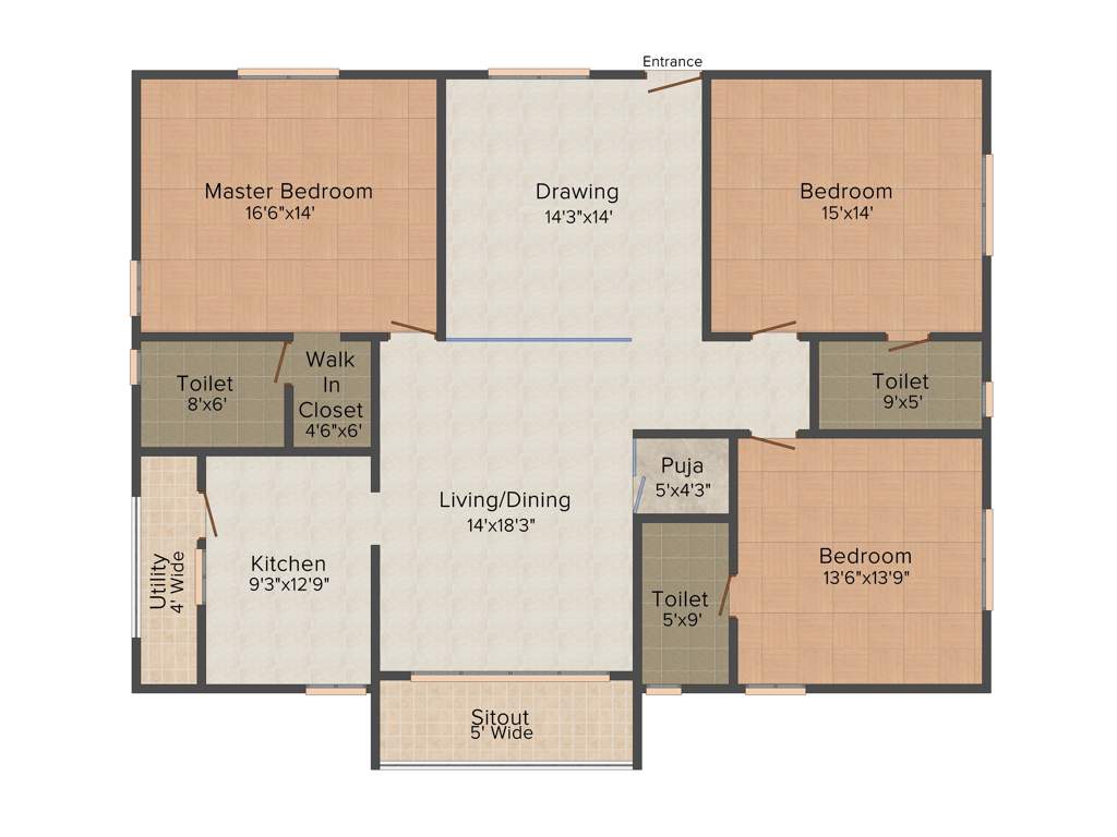 Raghuram T19 Towers (3BHK+3T (2,230 sq ft)   Pooja Room 2230 sq ft)