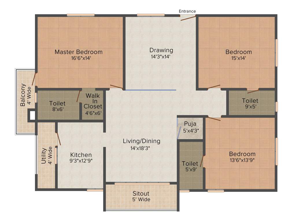 Raghuram T19 Towers (3BHK+3T (2,295 sq ft)   Pooja Room 2295 sq ft)