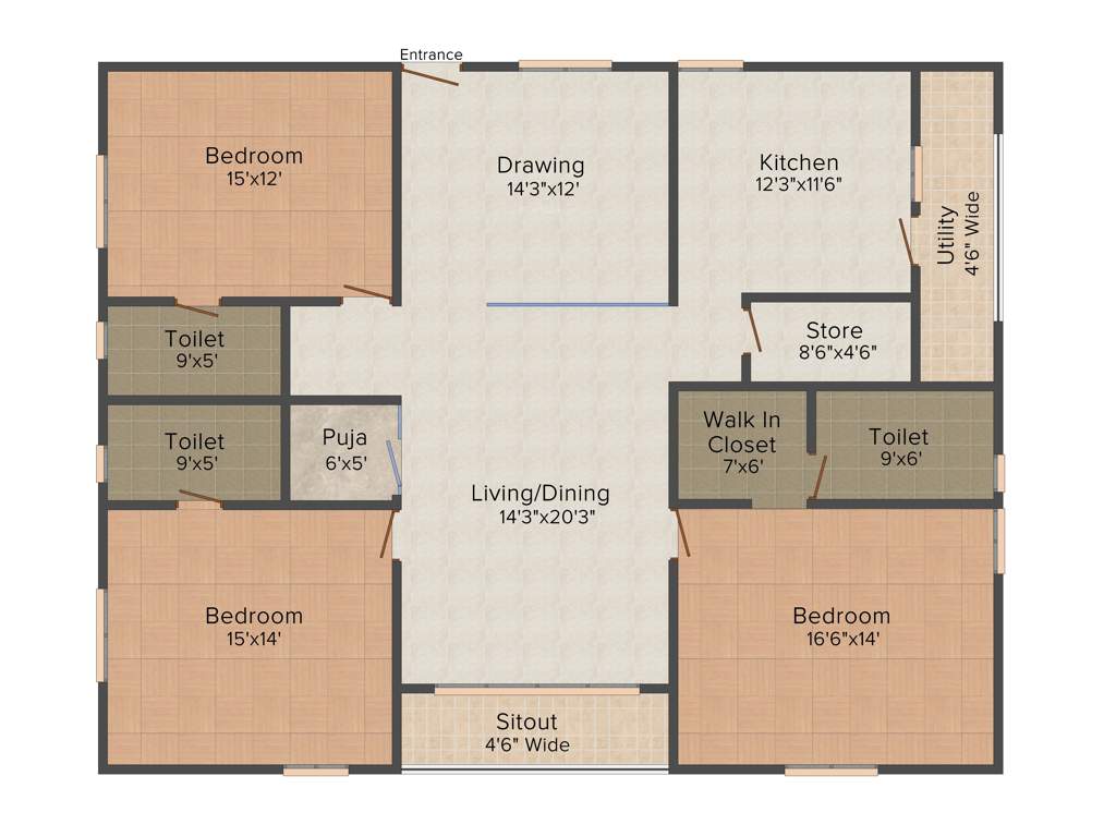 Raghuram T19 Towers (3BHK+3T (2,380 sq ft)   Pooja Room 2380 sq ft)