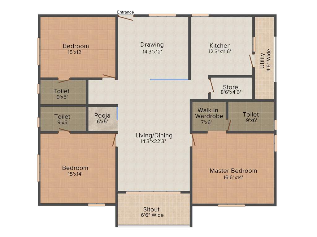 Raghuram T19 Towers (3BHK+3T (2,460 sq ft)   Pooja Room 2460 sq ft)