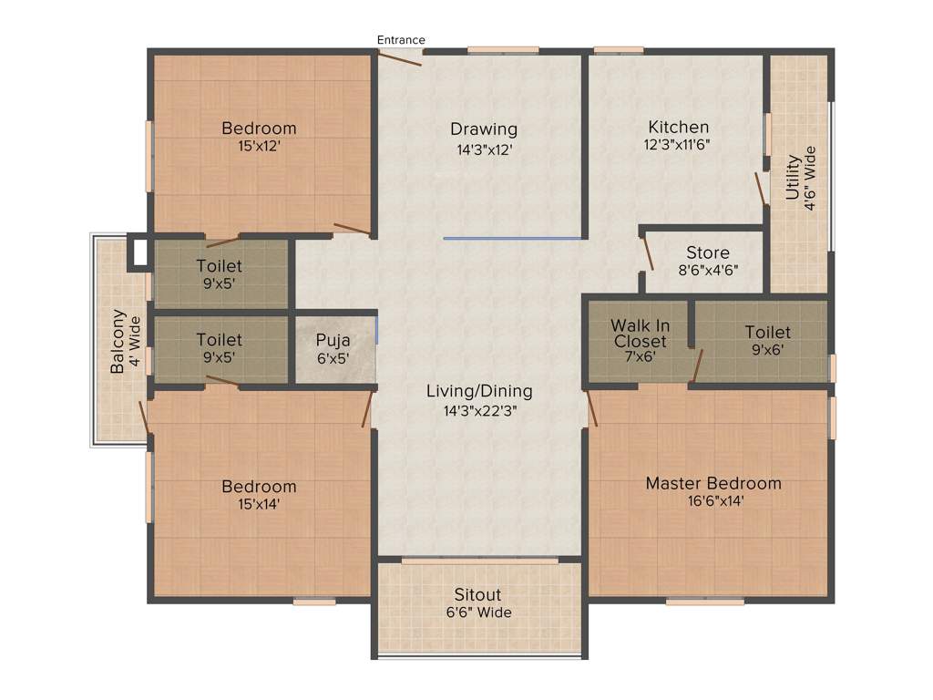 Raghuram T19 Towers (3BHK+3T (2,540 sq ft)   Pooja Room 2540 sq ft)