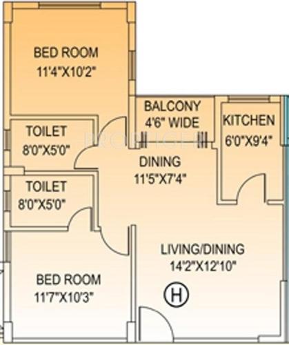 Diamond City West (2BHK+2T (980 sq ft) 980 sq ft)