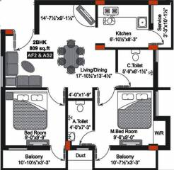 GP Cherry Blossom II (2BHK+2T (809 sq ft) 809 sq ft)