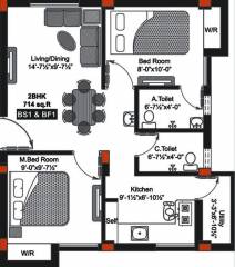 GP Cherry Blossom II (2BHK+2T (714 sq ft) 714 sq ft)