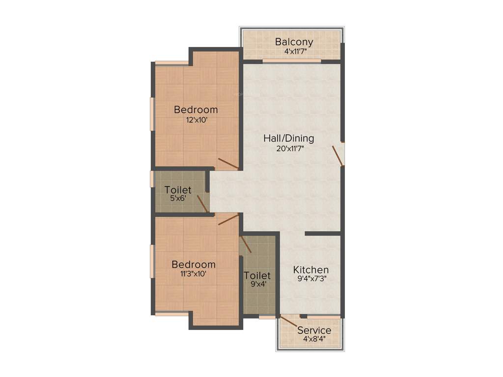 Nu Beracah (2BHK+2T (955 sq ft) 955 sq ft)