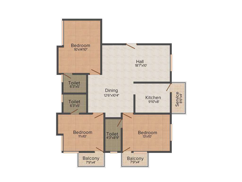 Nu Beracah (3BHK+3T (1,315 sq ft) 1315 sq ft)