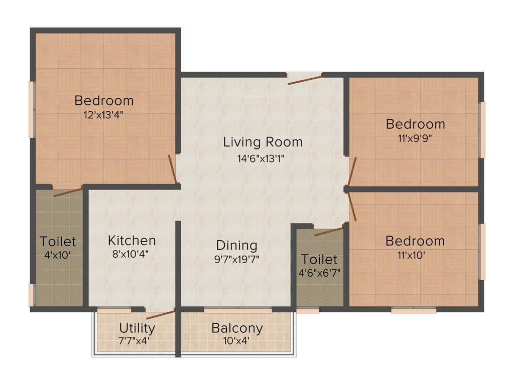Nu Tech Associates Srivatsam 3BHK+2T (1,161 sq ft)