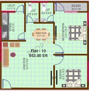 JMR Rose (2BHK+2T (953 sq ft) 953 sq ft)
