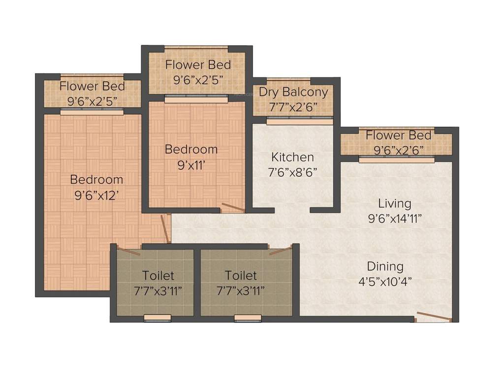 Raj Antila (2BHK+2T (1,015 sq ft) 1015 sq ft)