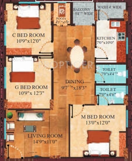 Prajapati Elite (3BHK+2T (1,295 sq ft)   Pooja Room 1295 sq ft)