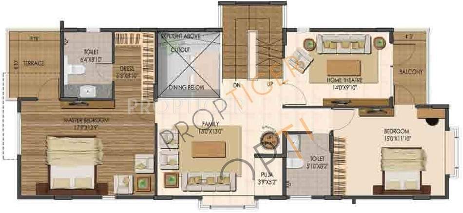 Ajmera Villows (4BHK+5T (3,218 sq ft)   Servant Room 3218 sq ft)