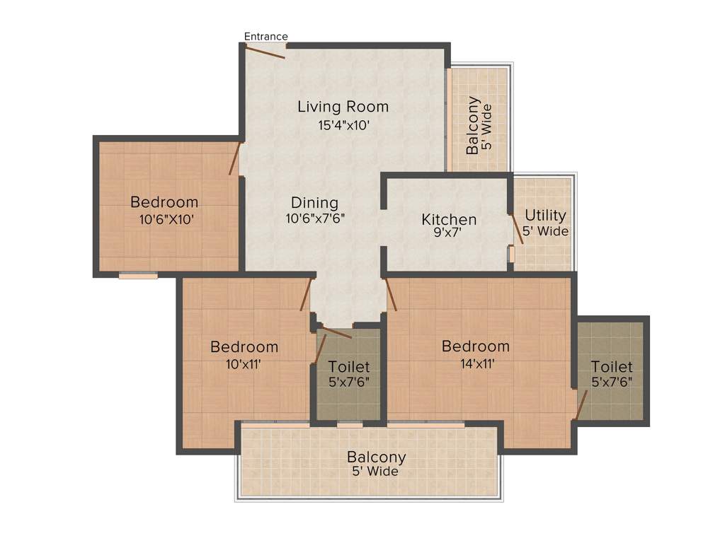 Amrapali Crystal Homes Phase 1 (3BHK+2T (1,375 sq ft) 1375 sq ft)