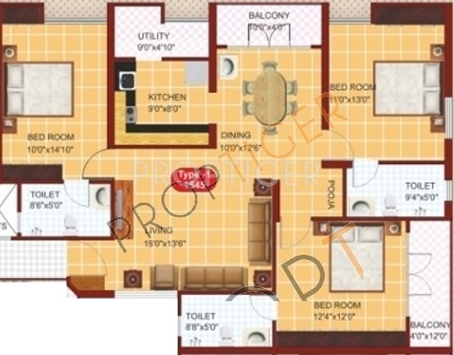 Scion Luxore Apartments (3BHK+3T (1,545 sq ft)   Pooja Room 1545 sq ft)