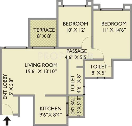 Pride Purple Park Xpress (2BHK+2T (1,083 sq ft) 1083 sq ft)