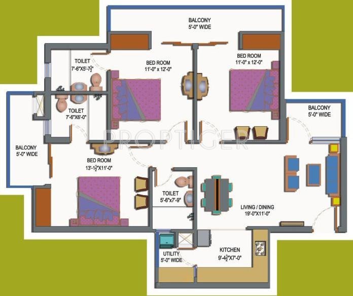 Paramount Emotions (3BHK+3T (1,520 sq ft) 1520 sq ft)
